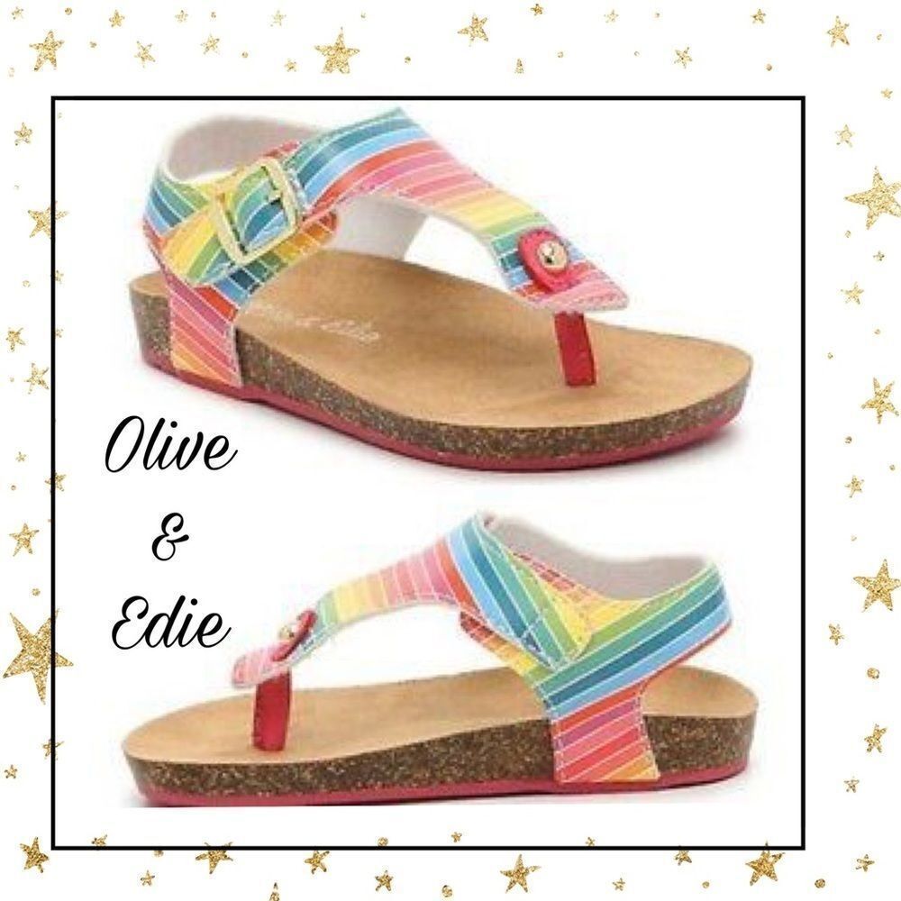 New Olive & Edie Rainbow Thong Sandals 9 1…